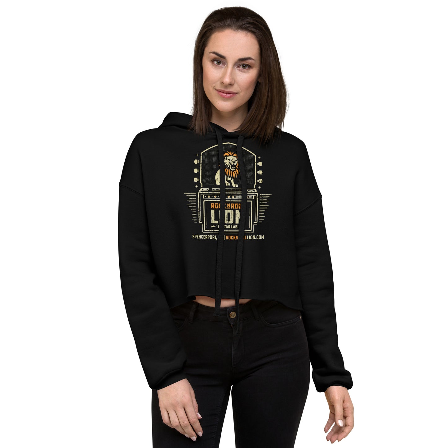 Rock N Roll Lion Crop Hoodie