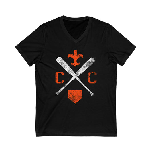 Saints Crossed-Up Unisex Jersey Short Sleeve V-Neck Tee