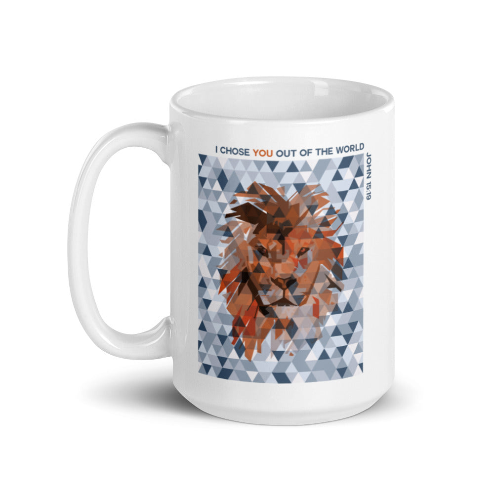 Hex Lion White glossy mug